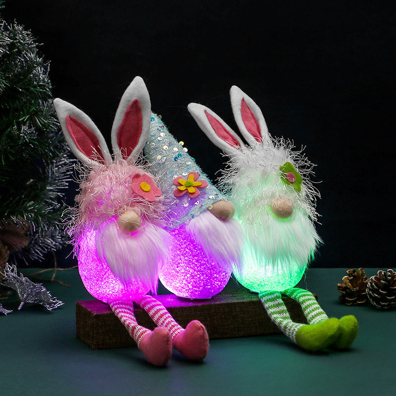 Cute Rabbit Ears Glowing Faceless Doll Decoration