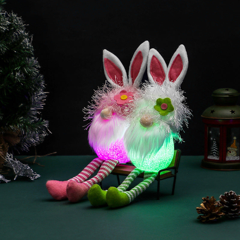 Cute Rabbit Ears Glowing Faceless Doll Decoration