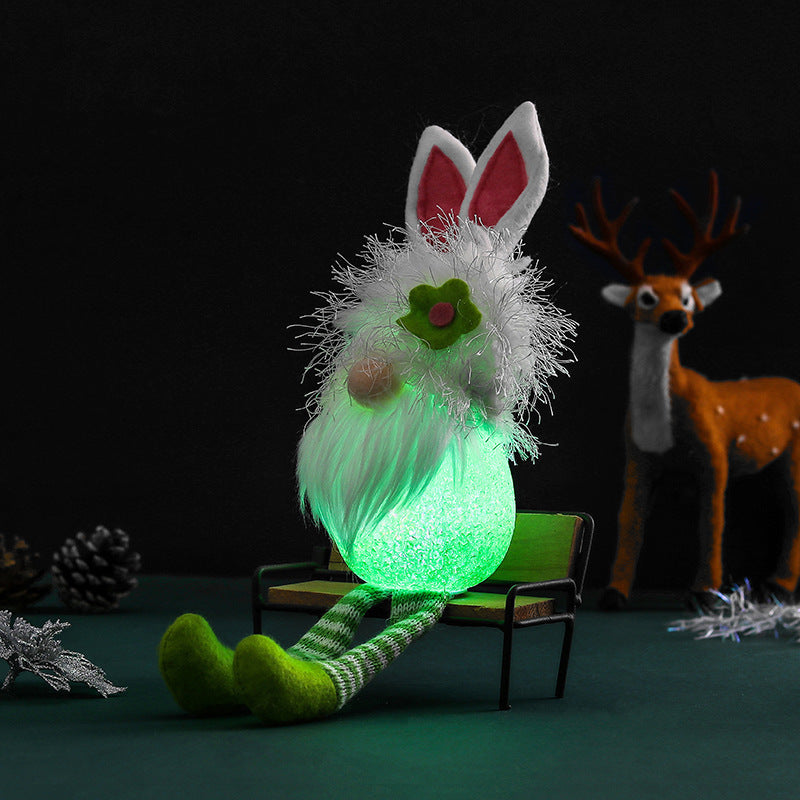 Cute Rabbit Ears Glowing Faceless Doll Decoration